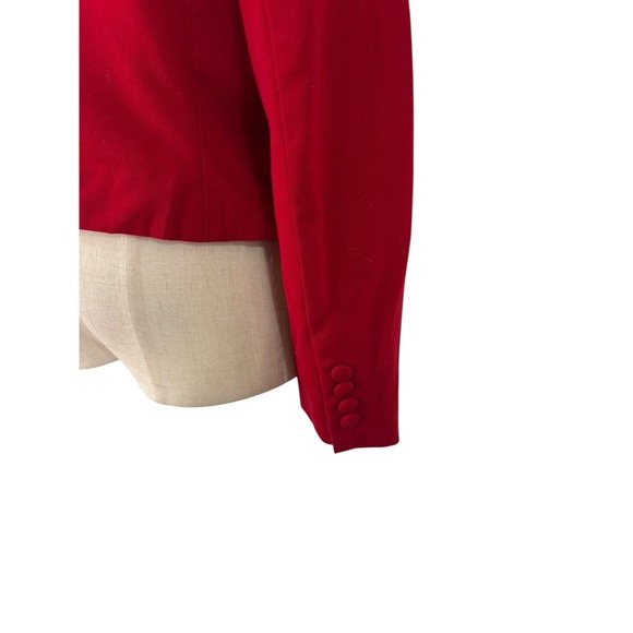 Vtg Lauren Ralph Lauren Red Cropped Blazer Open Front Petite Velvet Collar - Picture 7 of 10